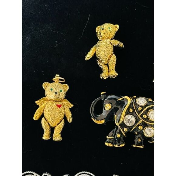 7 animal brooches and pendants 2 bears, 2 owls, elephant, butterfly and dolphins - Picture 3 of 8